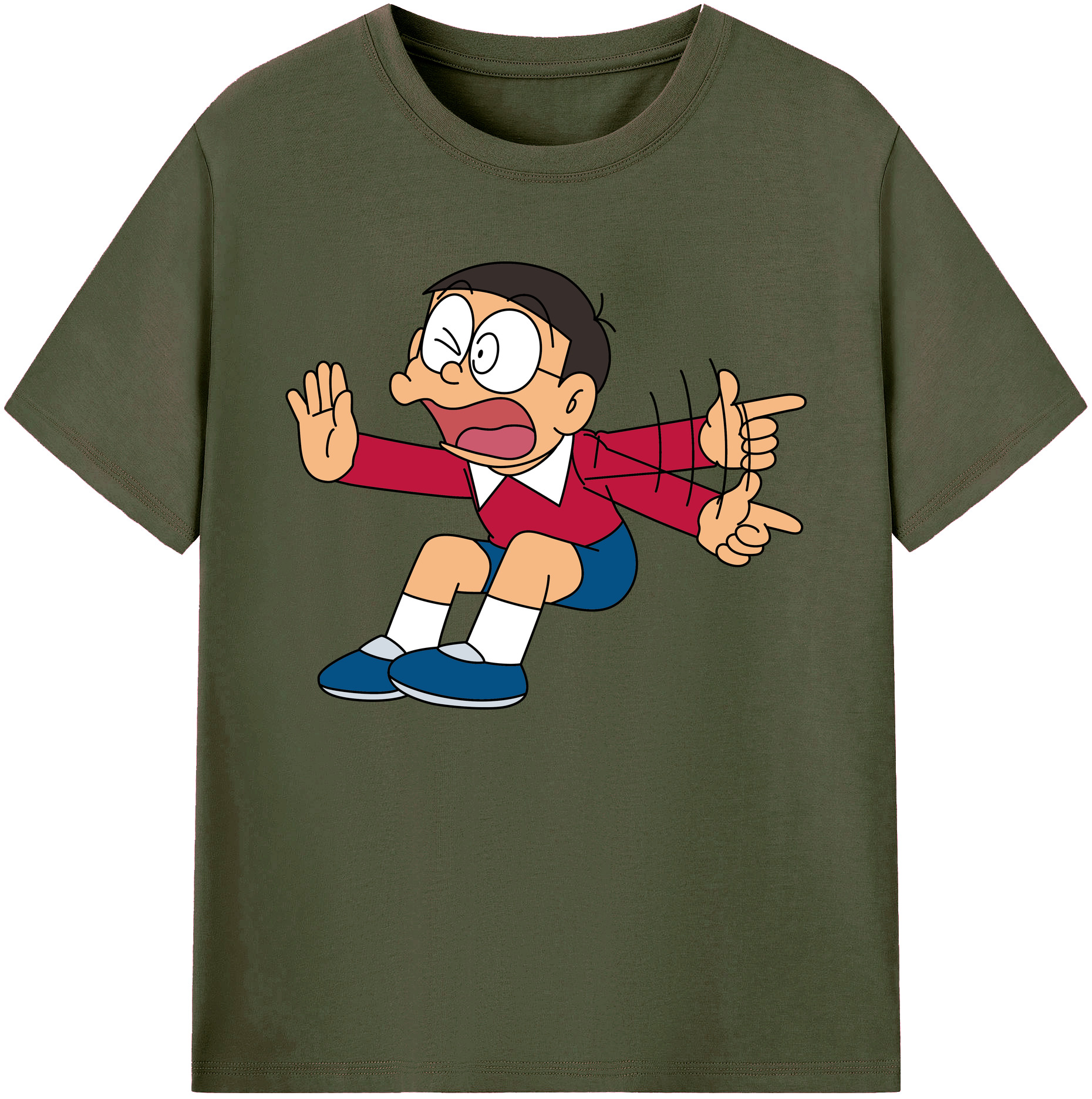 （画像用） ドラえもん 野比 のび太 Doraemon Nobita Nobi 綿100％ メンズ半袖Tシャツ｜肌触りやわらか＆通気性